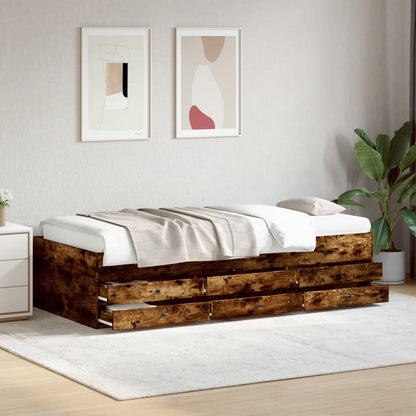 Daybed with Drawers Smoked Oak 75x190 cm Engineered Wood