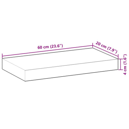 Floating Shelf 60x20x4 cm Untreated Solid Wood Acacia