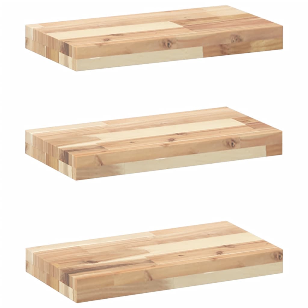 Floating Shelves 3 pcs 60x20x4 cm Untreated Solid Wood Acacia