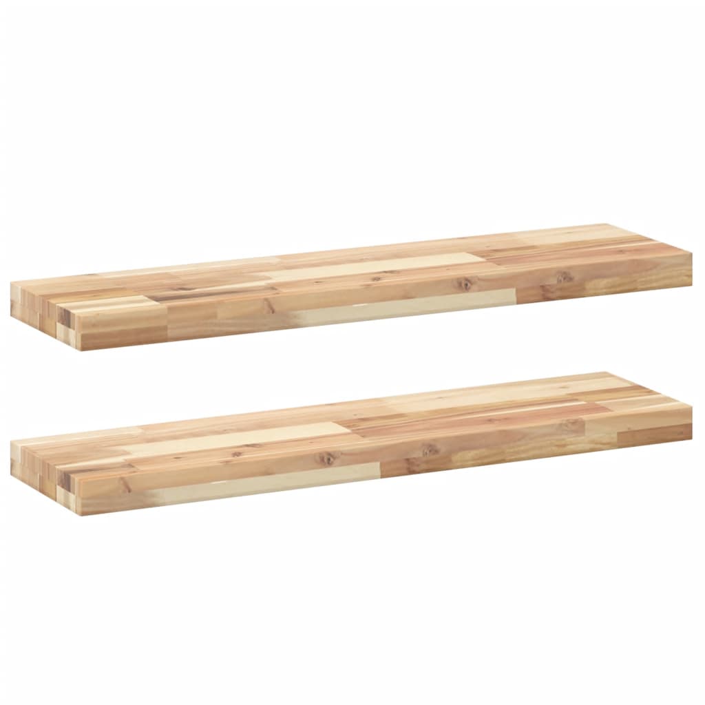 Floating Shelves 2 pcs 80x20x4 cm Untreated Solid Wood Acacia