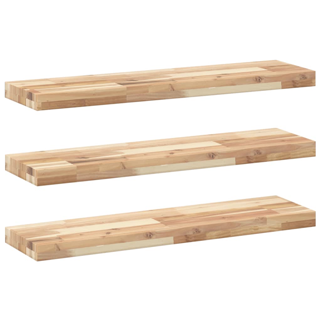 Floating Shelves 3 pcs 80x20x4 cm Untreated Solid Wood Acacia