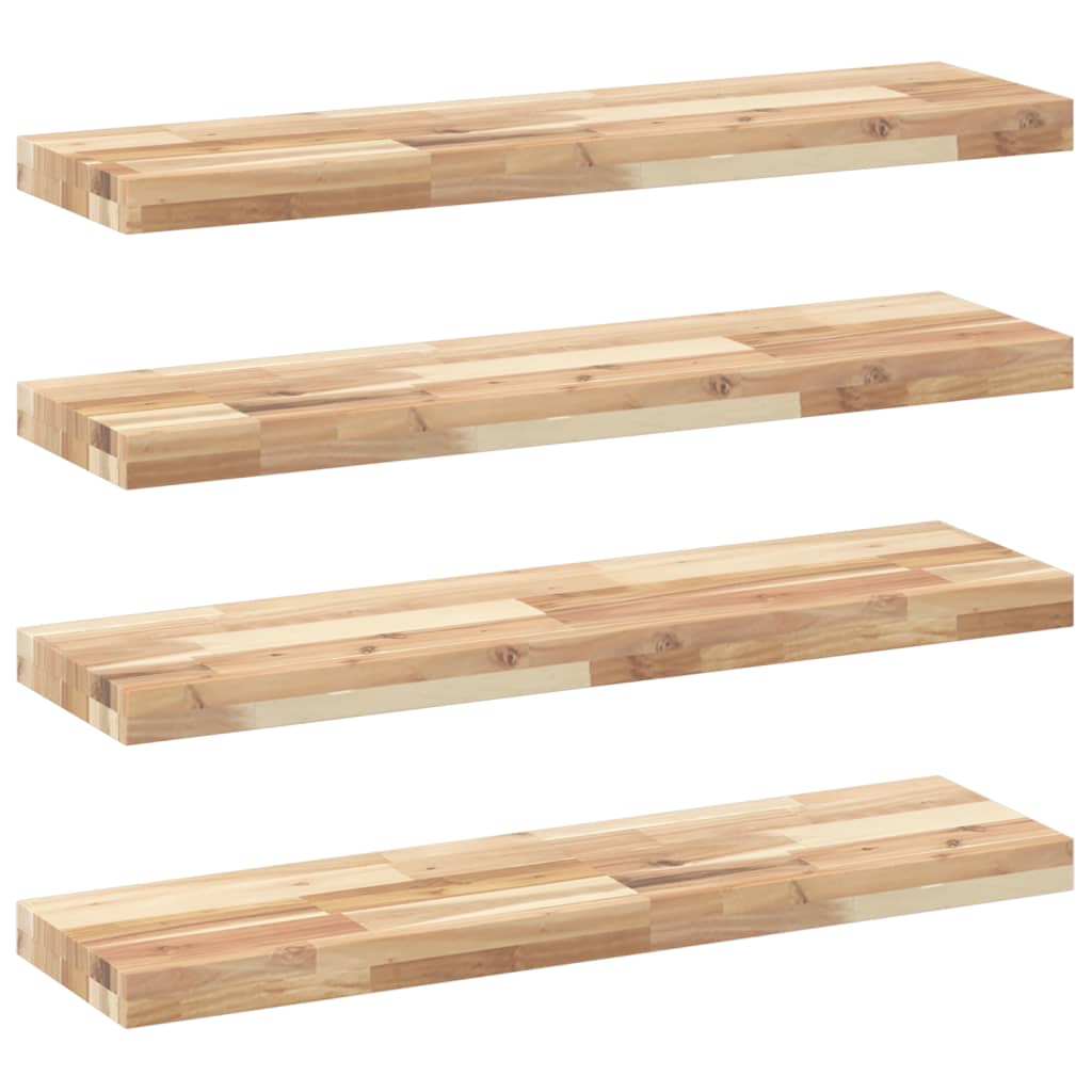 Floating Shelves 4 pcs 80x20x4 cm Untreated Solid Wood Acacia