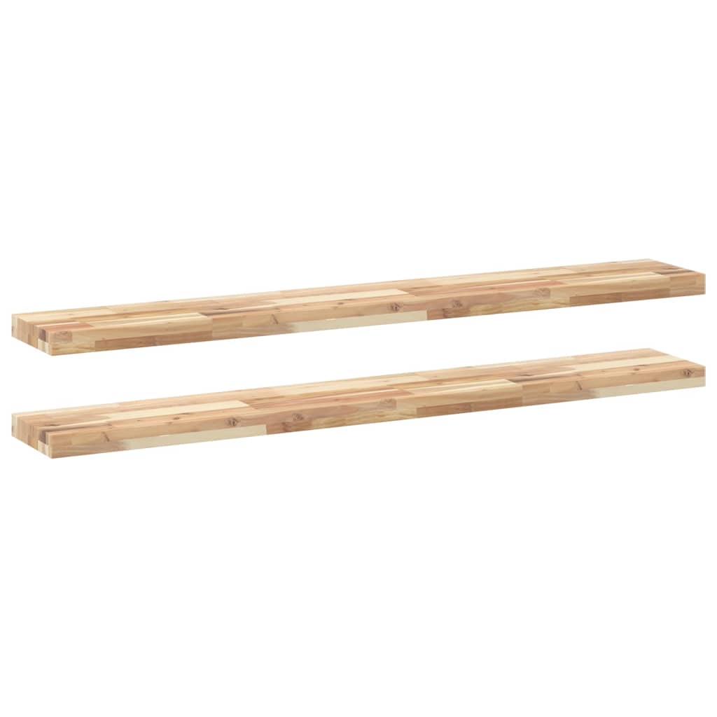 Floating Shelves 2 pcs 120x20x4 cm Untreated Solid Wood Acacia