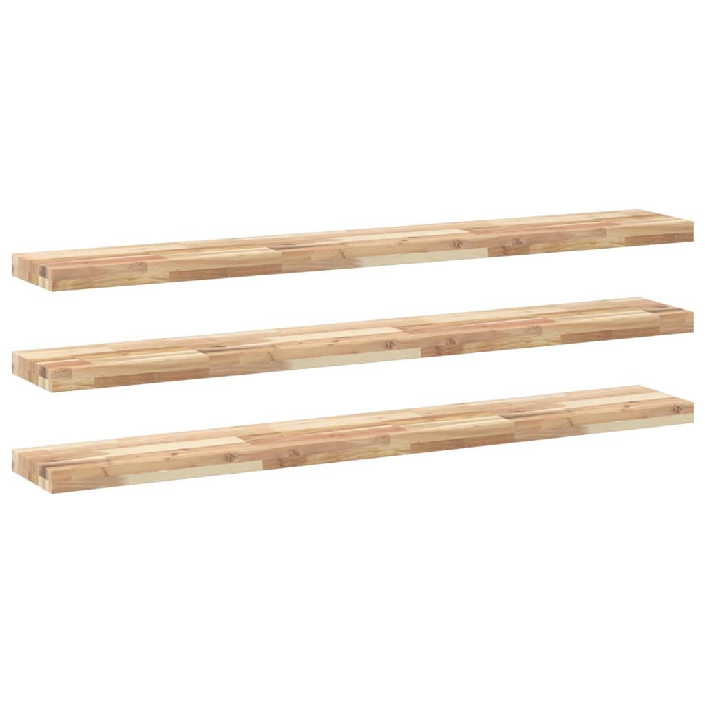 Floating Shelves 3 pcs 120x20x4 cm Untreated Solid Wood Acacia