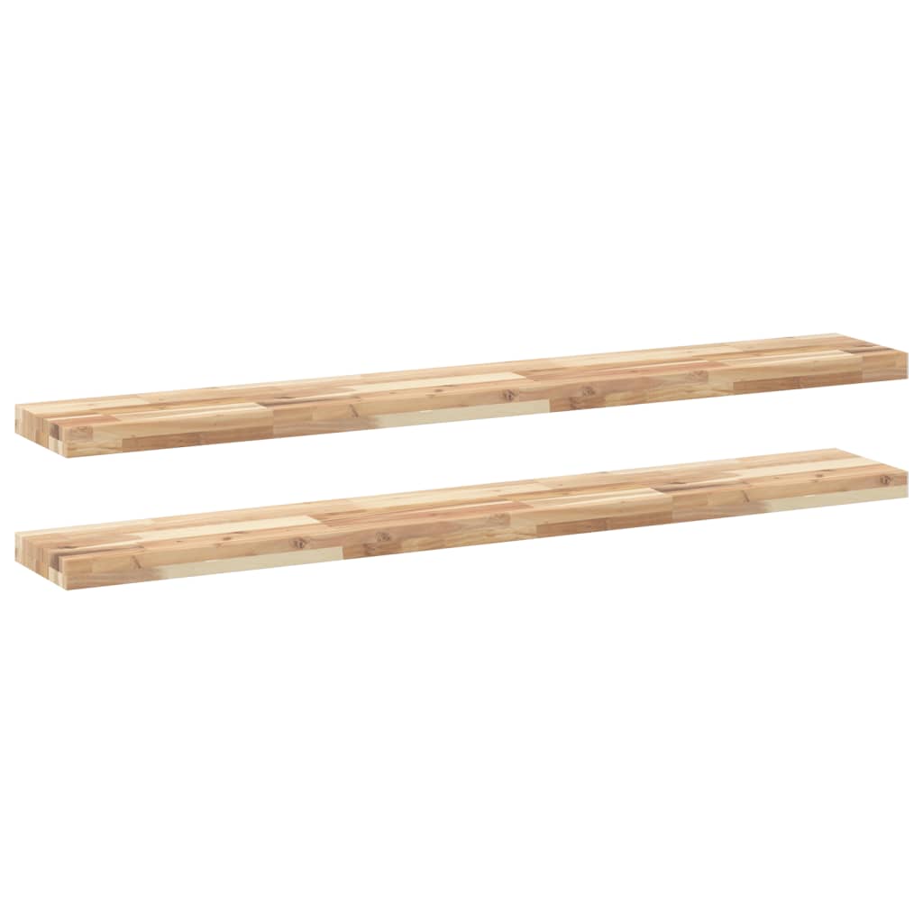 Floating Shelves 2 pcs 140x20x4 cm Untreated Solid Wood Acacia