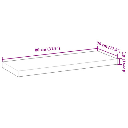 Floating Shelf 80x30x4 cm Untreated Solid Wood Acacia