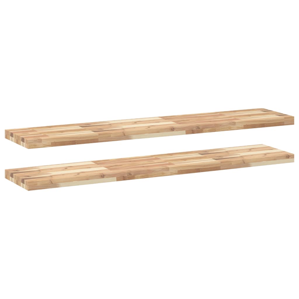 Floating Shelves 2 pcs 120x30x4 cm Untreated Solid Wood Acacia