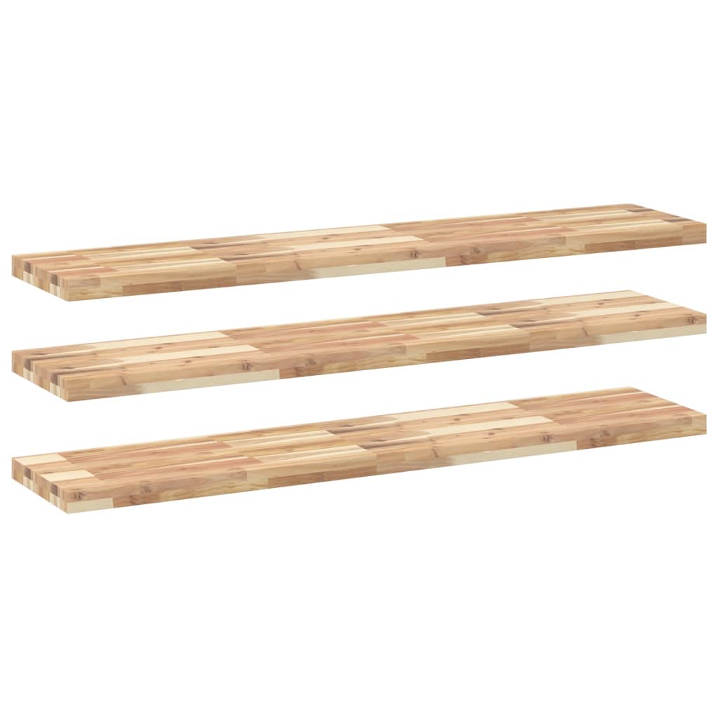 Floating Shelves 3 pcs 120x30x4 cm Untreated Solid Wood Acacia