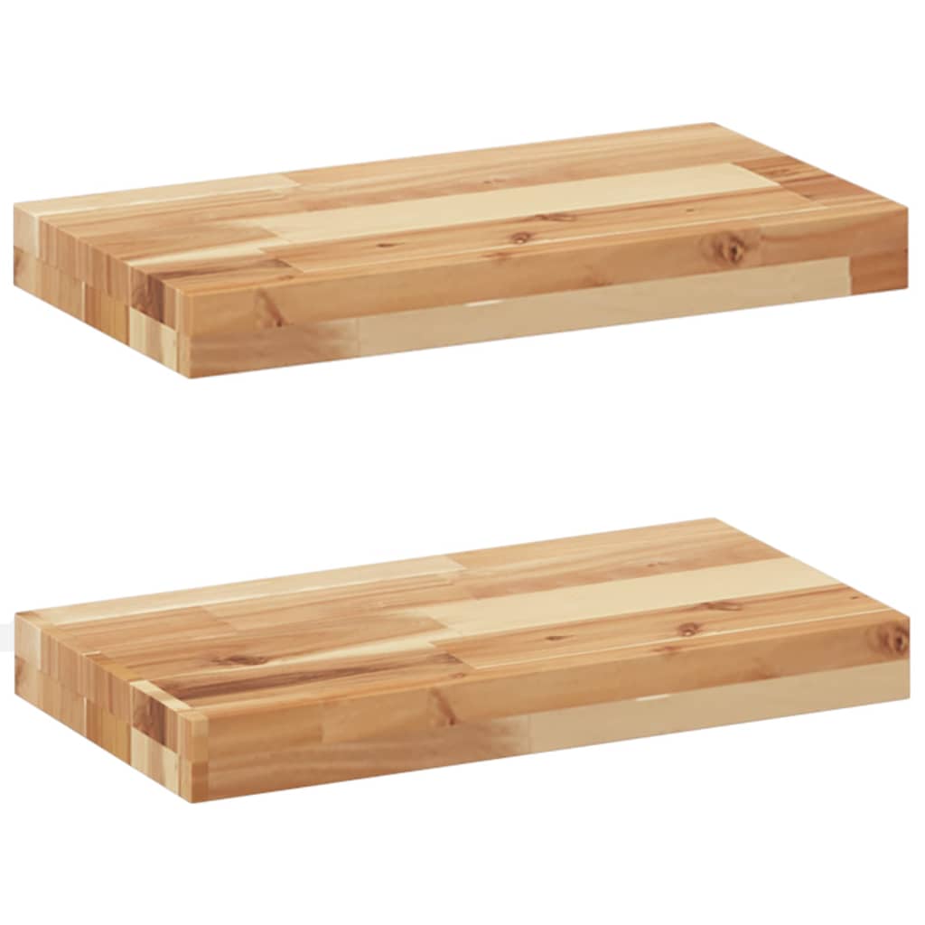 Floating Shelves 2 pcs 60x20x4 cm Oil Finished Solid Wood Acacia