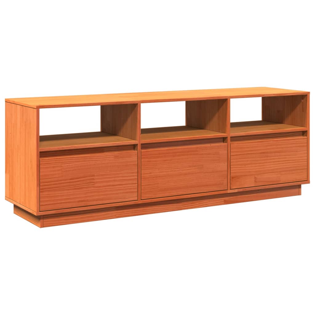 TV Cabinet Wax Brown 140x37x50 cm Solid Wood Pine