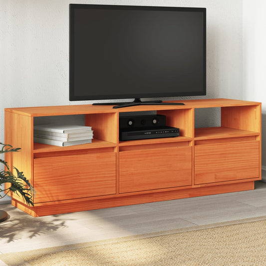 TV Cabinet Wax Brown 140x37x50 cm Solid Wood Pine