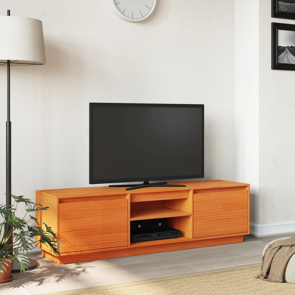 TV Cabinet Wax Brown 140x35x40 cm Solid Wood Pine