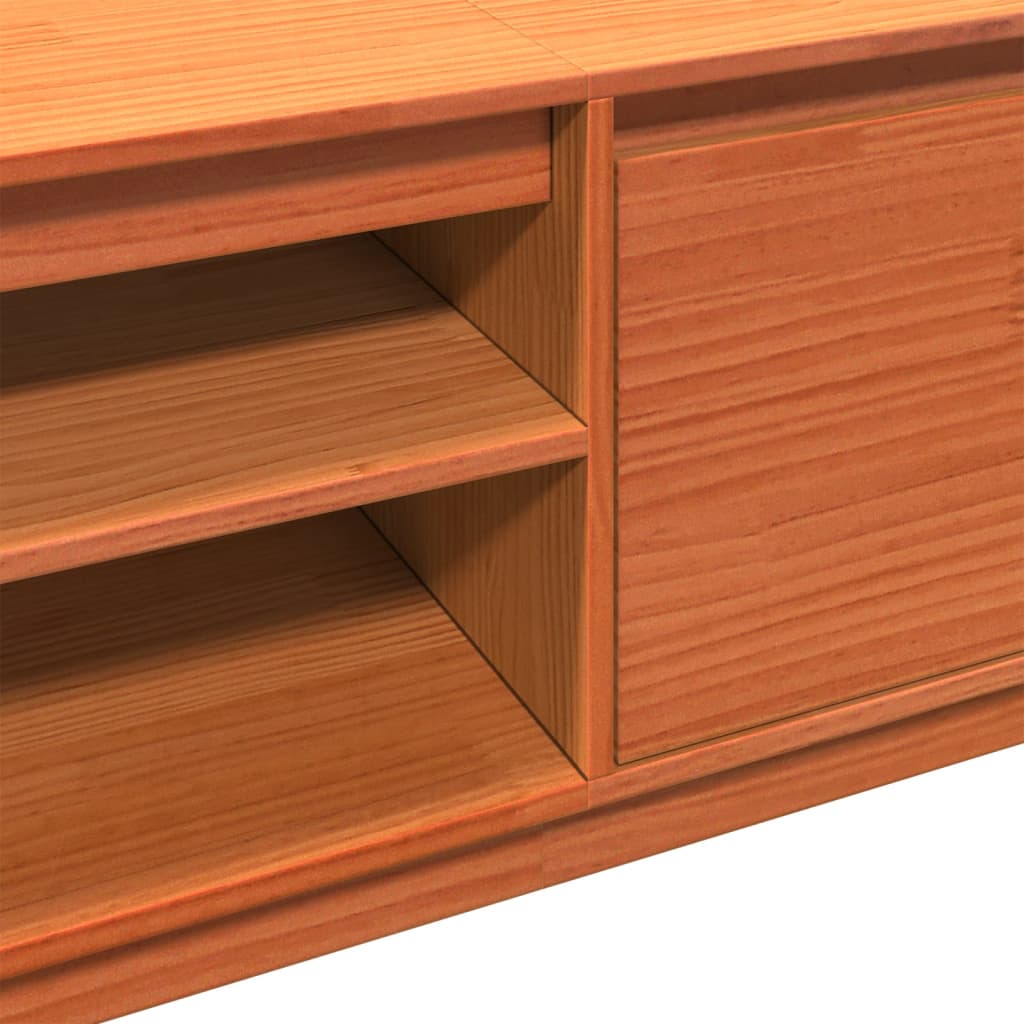 TV Cabinet Wax Brown 140x35x40 cm Solid Wood Pine