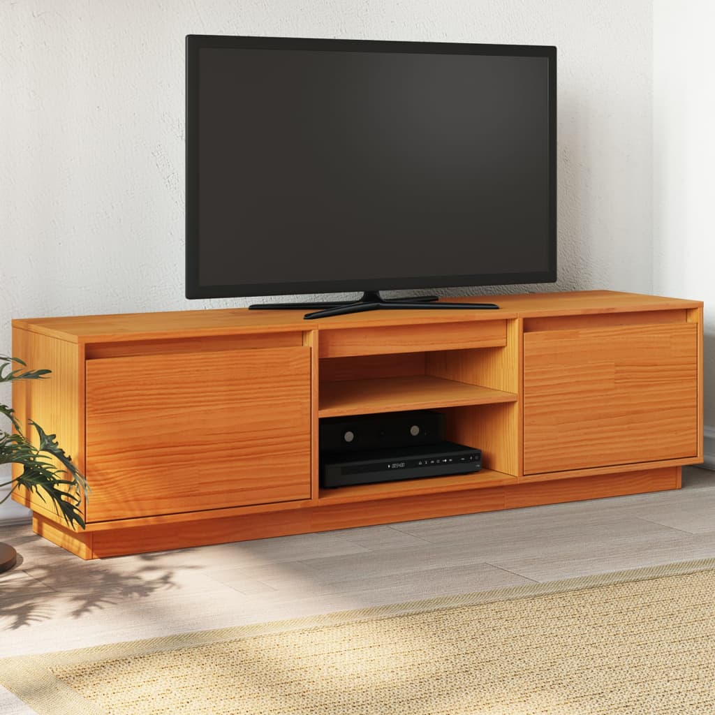 TV Cabinet Wax Brown 140x35x40 cm Solid Wood Pine