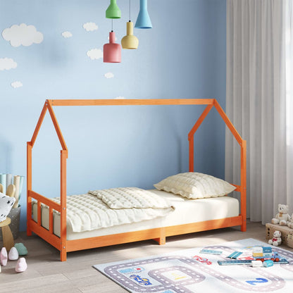 Kids Bed Frame Wax Brown 90x190 cm Solid Wood Pine