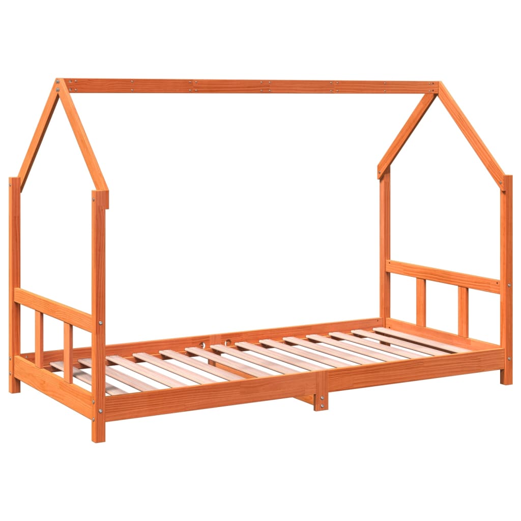 Kids Bed Frame Wax Brown 90x190 cm Solid Wood Pine