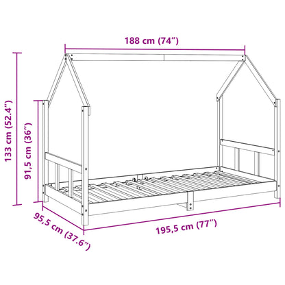 Kids Bed Frame Wax Brown 90x190 cm Solid Wood Pine