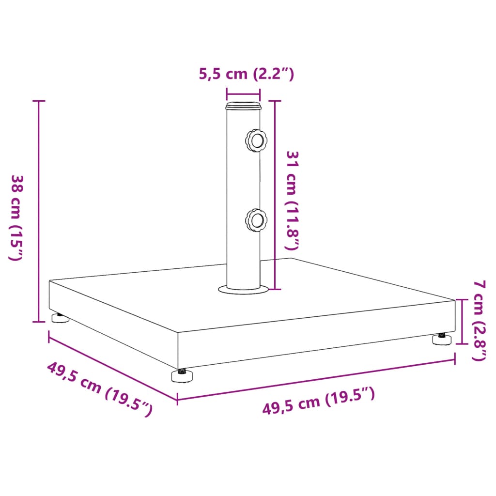 Parasol Base for Ø32/38/48 mm Poles 28 kg Square