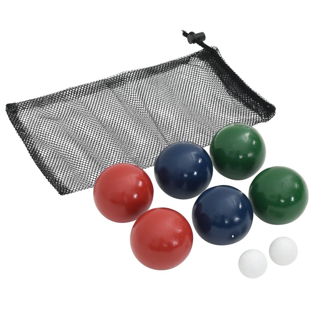 8 Piece Bocce Ball Set with Carrying Bag Solid Pine Wood