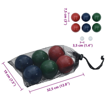 8 Piece Bocce Ball Set with Carrying Bag Solid Pine Wood