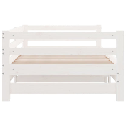 Daybed with Trundle White 90x200 cm Solid Wood Pine