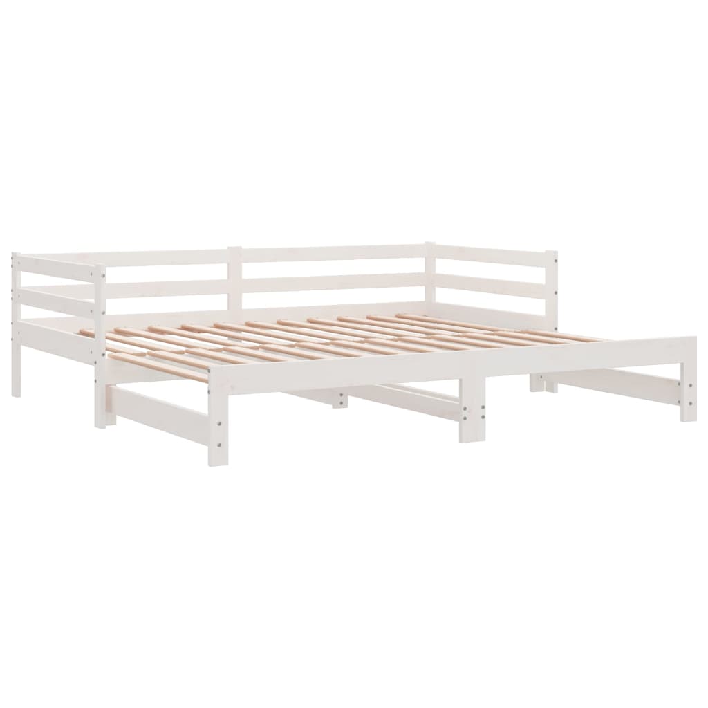 Daybed with Trundle White 90x200 cm Solid Wood Pine