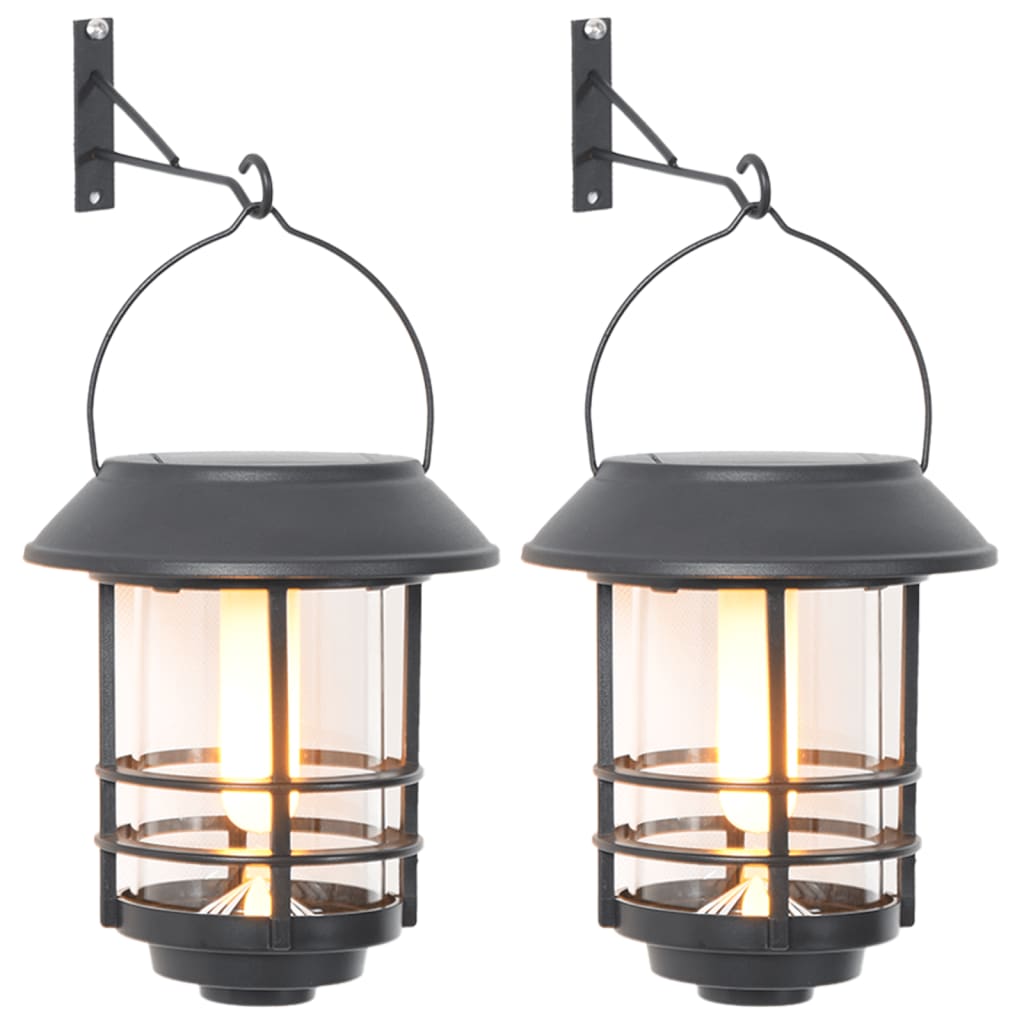 Solar Outdoor Wall Lanterns 2 pcs Warm White Flickering Flame