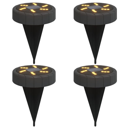 Solar Ground Lights with Ground Spikes Outdoor 4 pcs Warm White