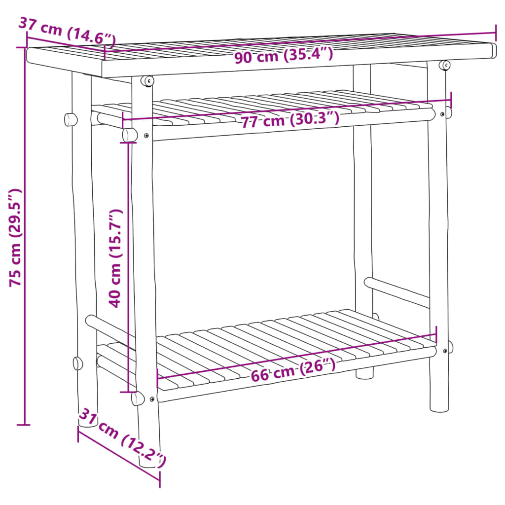 Console Table 90x37x75 cm Bamboo