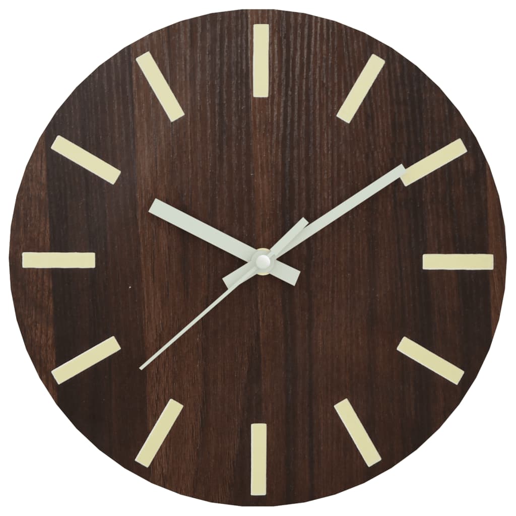 Wall Clock with Luminous Scales and Pointers Brown Ø30 cm