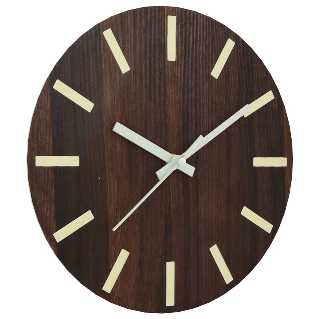 Wall Clock with Luminous Scales and Pointers Brown Ø30 cm