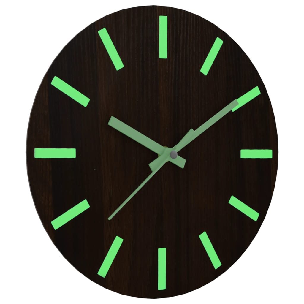 Wall Clock with Luminous Scales and Pointers Brown Ø30 cm