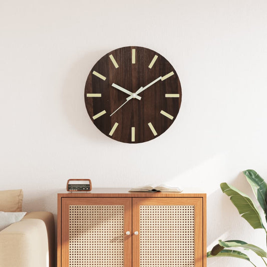 Wall Clock with Luminous Scales and Pointers Brown Ø30 cm