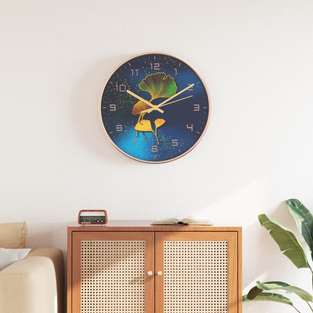 Wall Clock Gold and Blue Ø29.5 cm Polystyrene and Glass