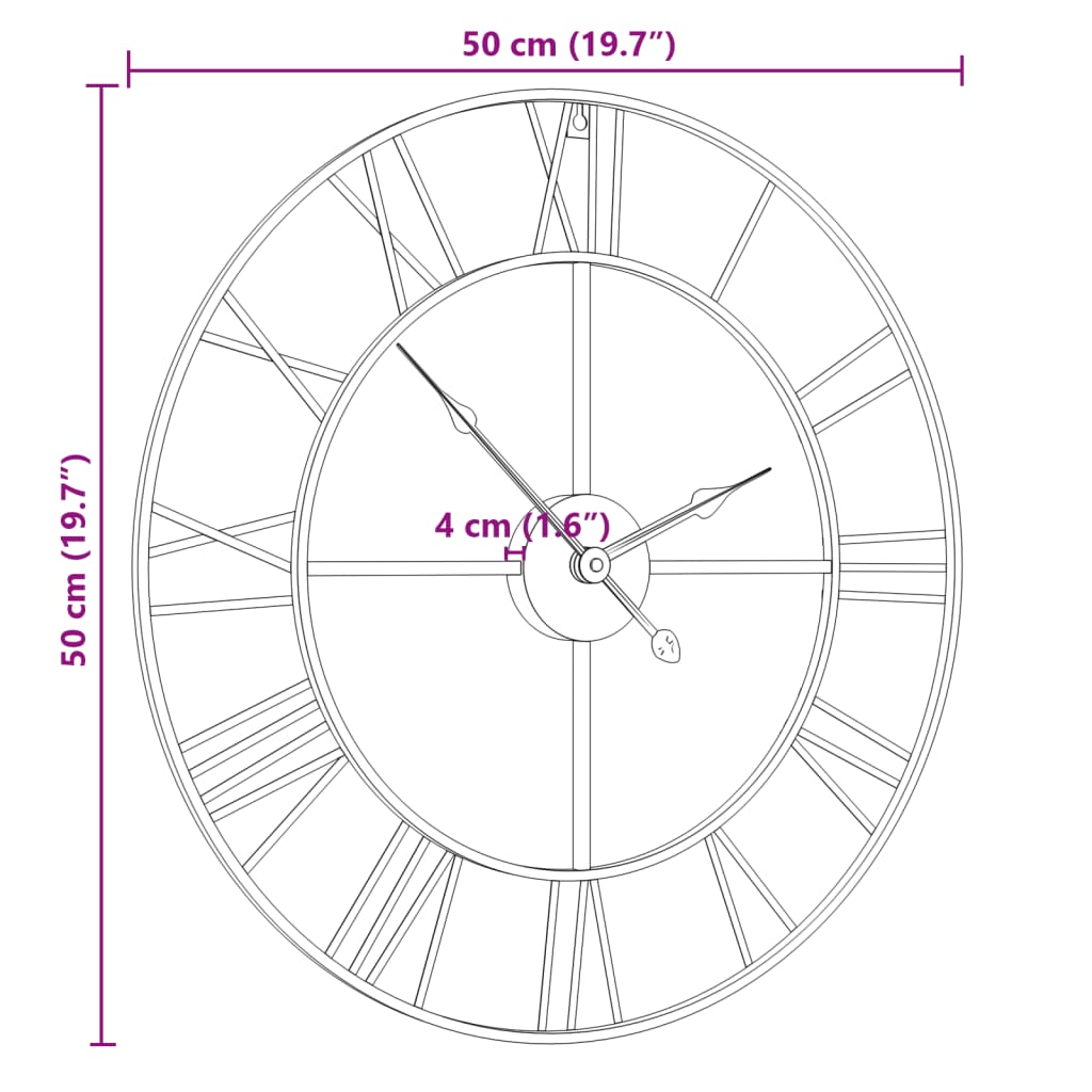 Wall Clock Black Ø50 cm Iron