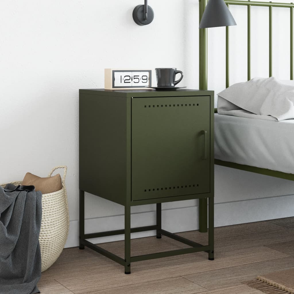 Bedside Cabinet Olive Green 36x39x60.5 cm Steel