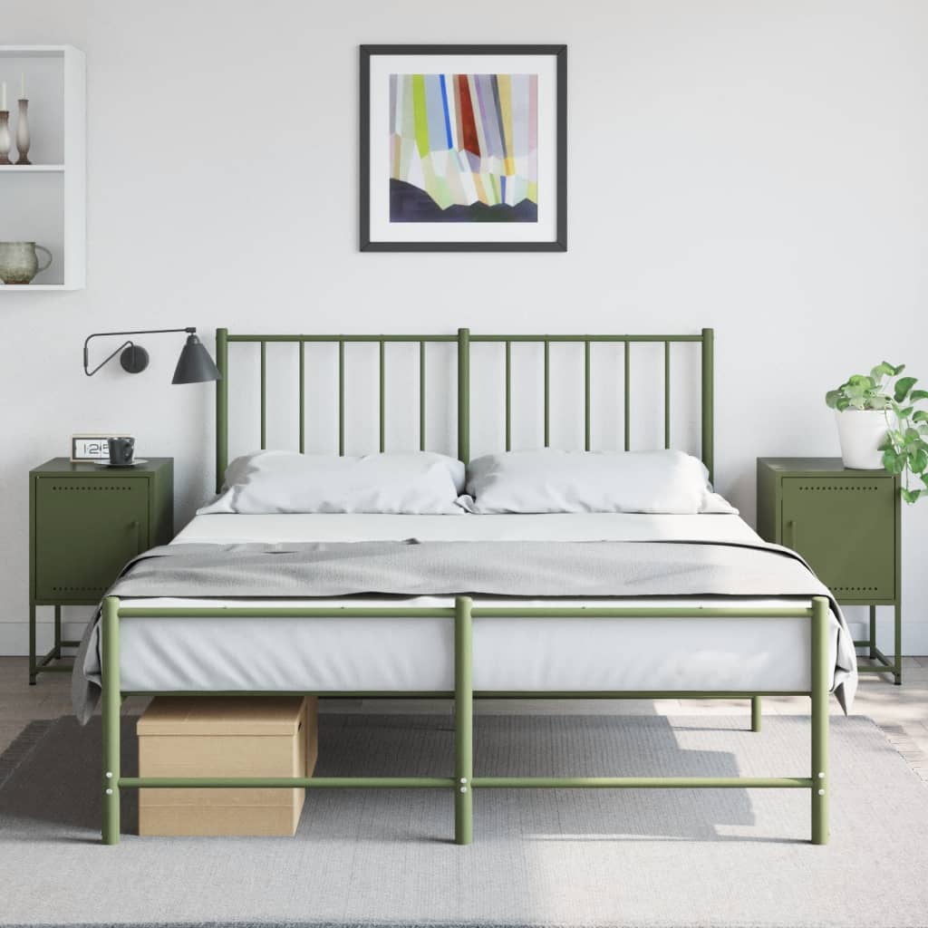 Bedside Cabinets 2 pcs Olive Green 36x39x60.5 cm Steel