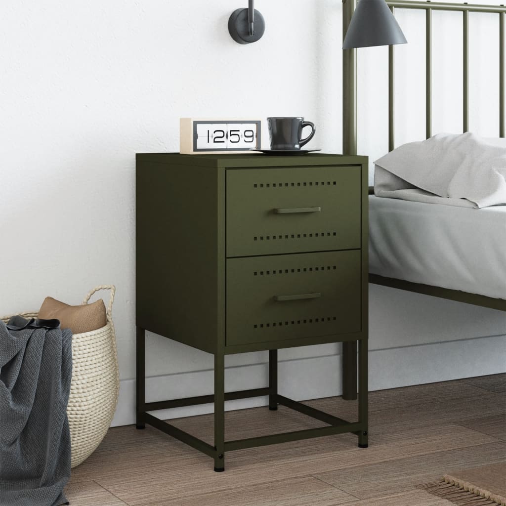 Bedside Cabinet Olive Green 36x39x60.5 cm Steel