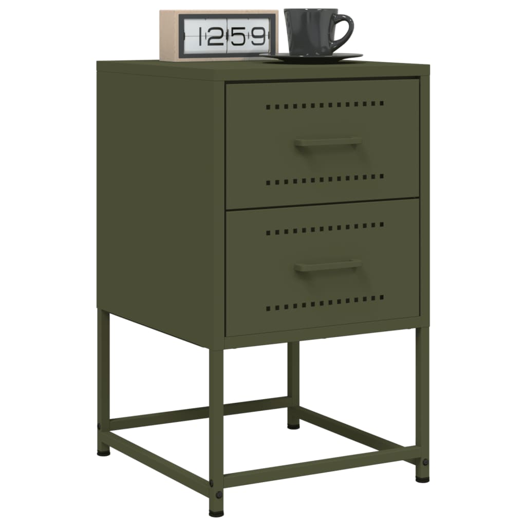 Bedside Cabinet Olive Green 36x39x60.5 cm Steel