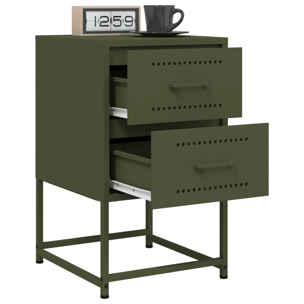 Bedside Cabinet Olive Green 36x39x60.5 cm Steel