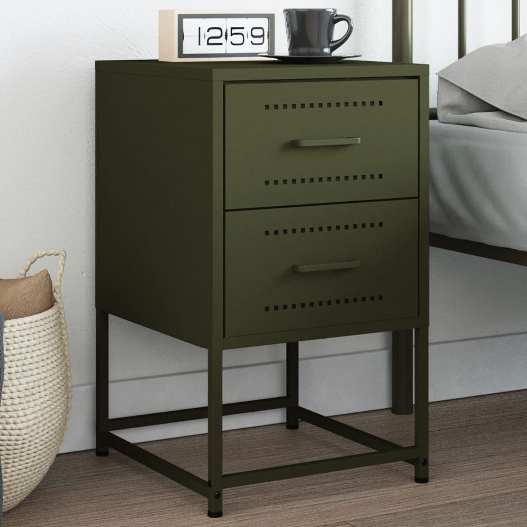 Bedside Cabinet Olive Green 36x39x60.5 cm Steel