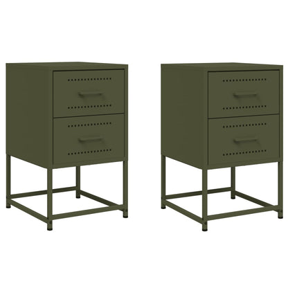 Bedside Cabinets 2 pcs Olive Green 36x39x60.5 cm Steel