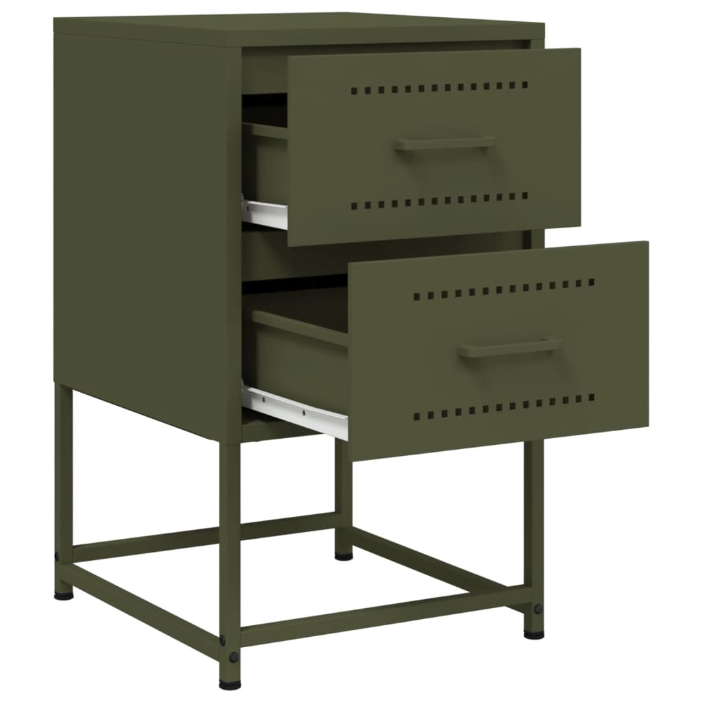 Bedside Cabinets 2 pcs Olive Green 36x39x60.5 cm Steel