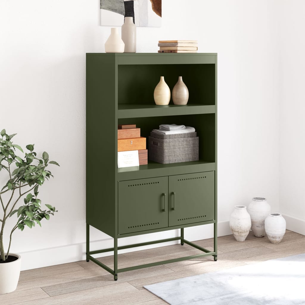 Highboard Olive Green 68.5x38.5x123.5 cm Steel