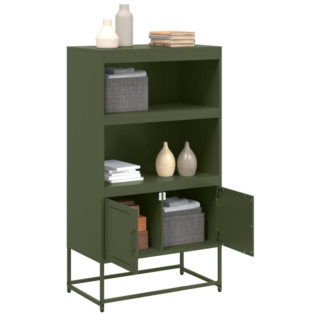 Highboard Olive Green 68.5x38.5x123.5 cm Steel