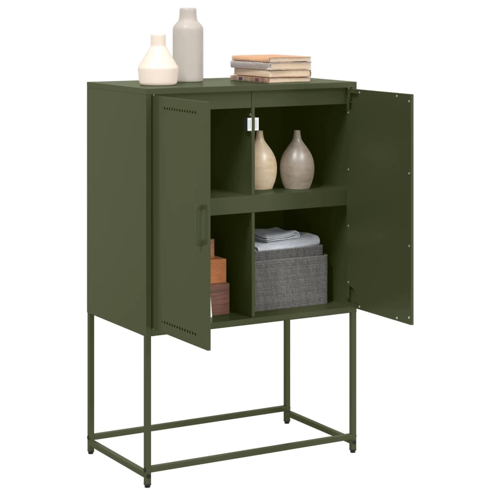 Highboard Olive Green 68.5x38.5x107 cm Steel