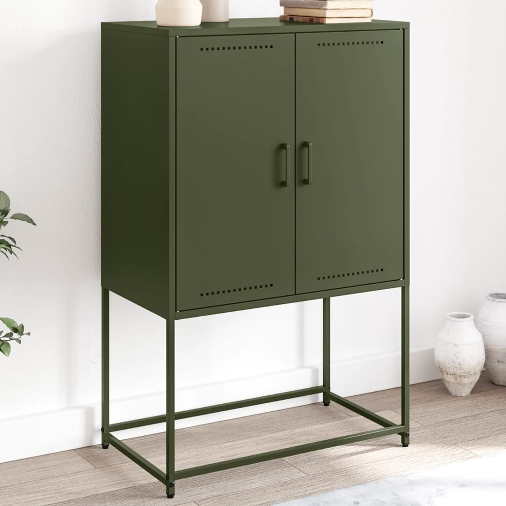 Highboard Olive Green 68.5x38.5x107 cm Steel