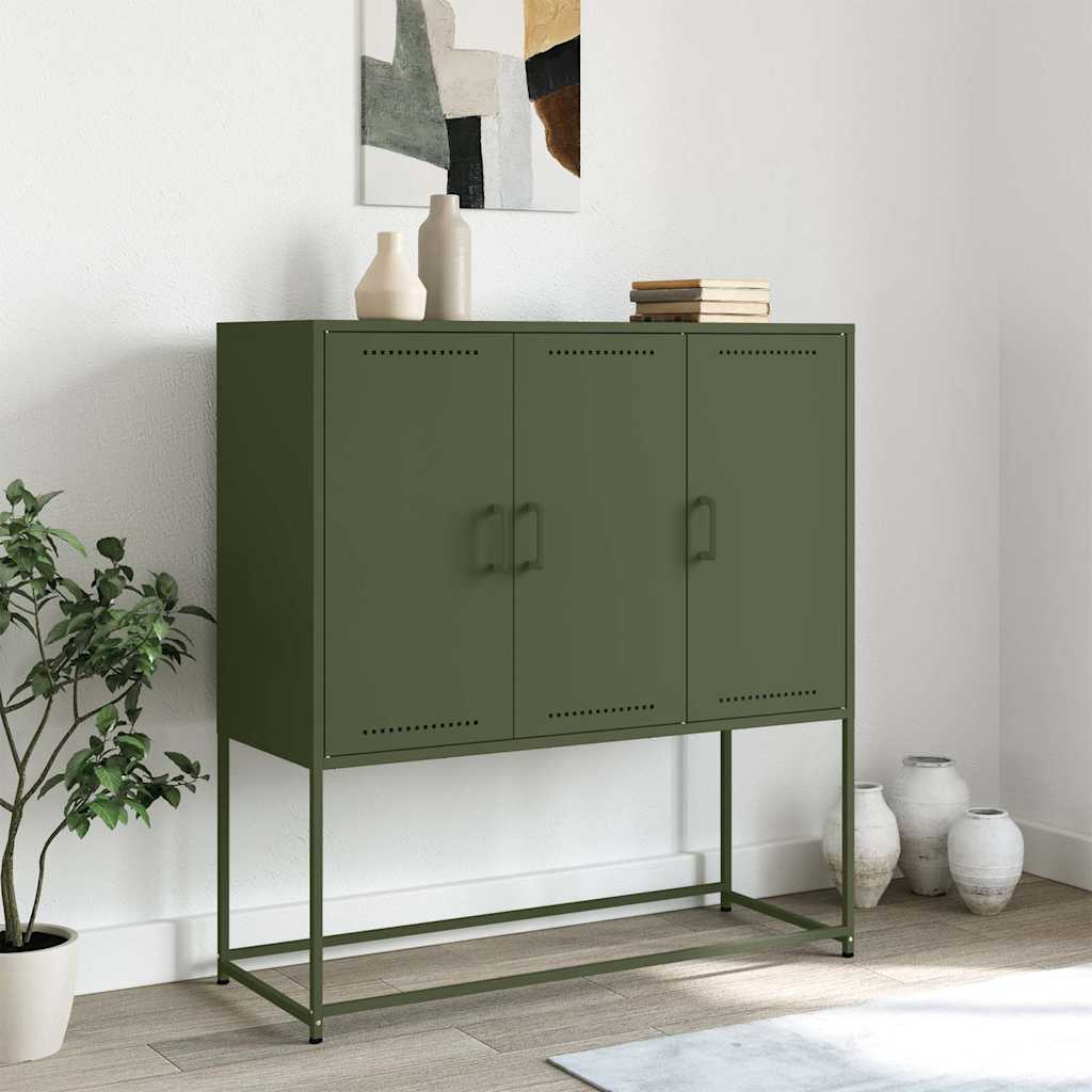 Highboard Olive Green 100.5x39x107 cm Steel