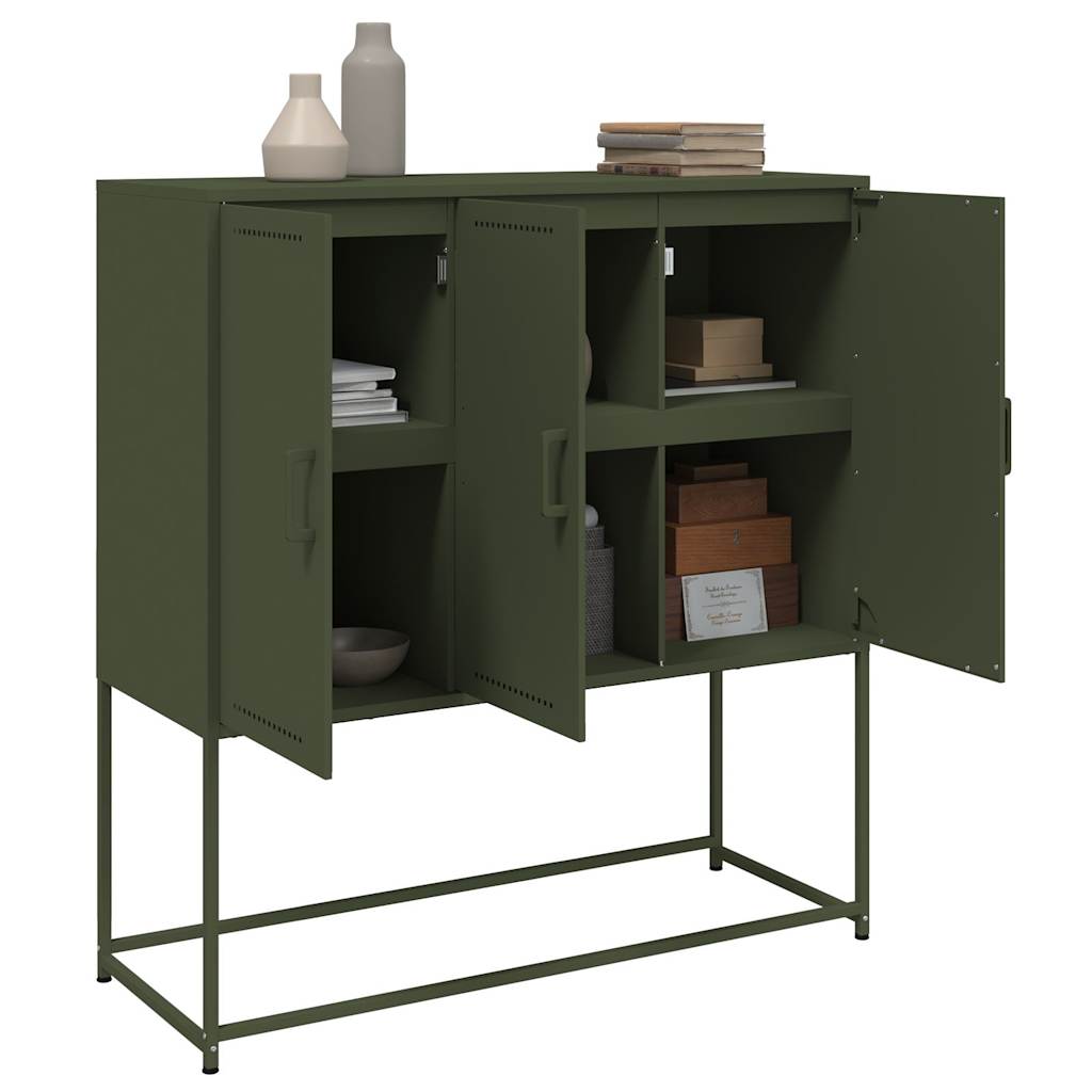 Highboard Olive Green 100.5x39x107 cm Steel