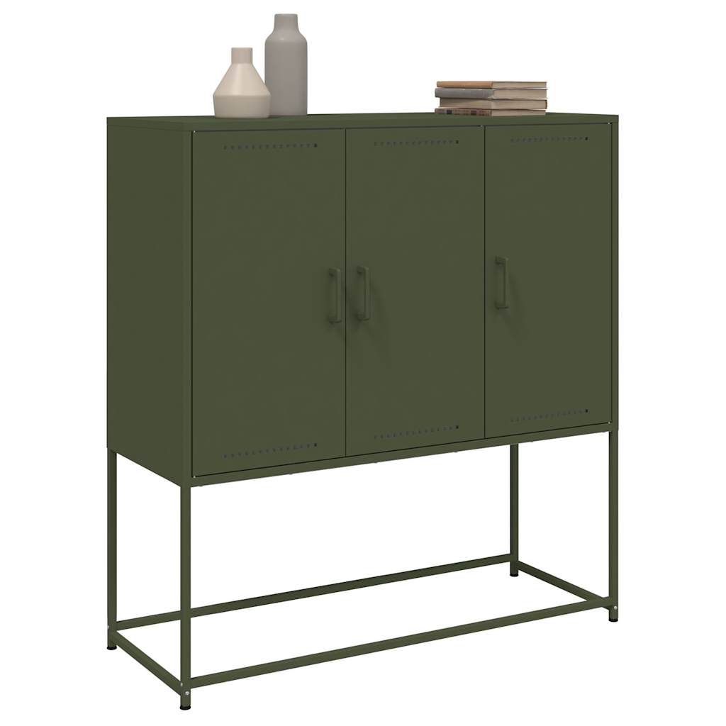 Highboard Olive Green 100.5x39x107 cm Steel